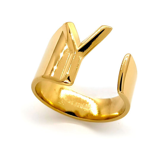 anillo dorado personalizado inicial y