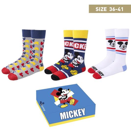 gift box pack 3 pares de calcetines mickey talla 36/41