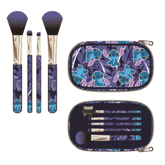 set neceser stitch 4 brochas pinceles maquillaje