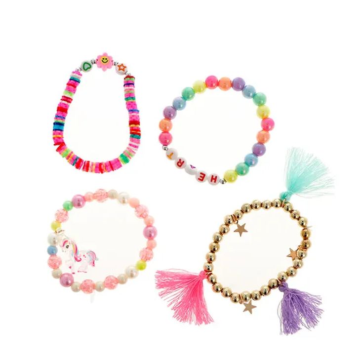 inca set 4 pulseras elasticas con adornos