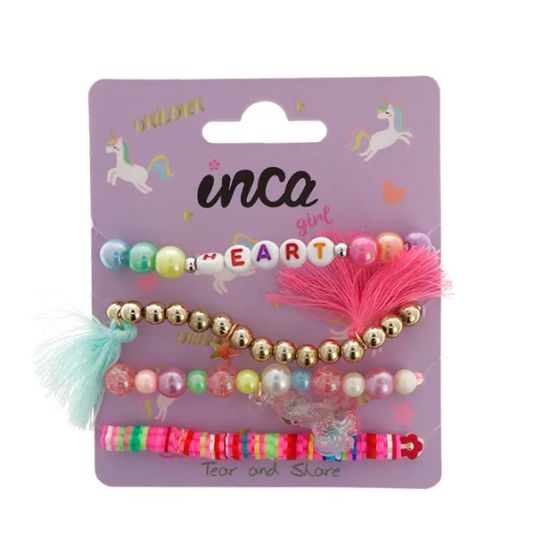 inca set 4 pulseras elasticas con adornos