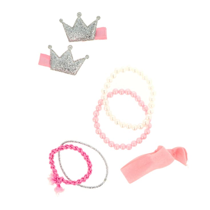 set accesorios infantil para pelo cajita bolsito rosa