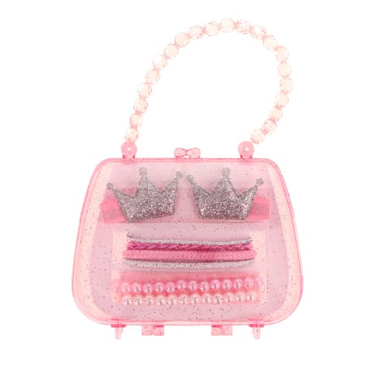 set accesorios infantil para pelo cajita bolsito rosa