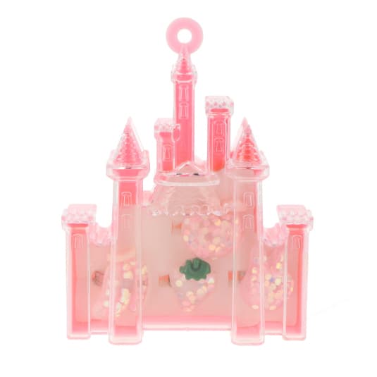 set 4 anillos infantiles cajita 3d castillo rosa