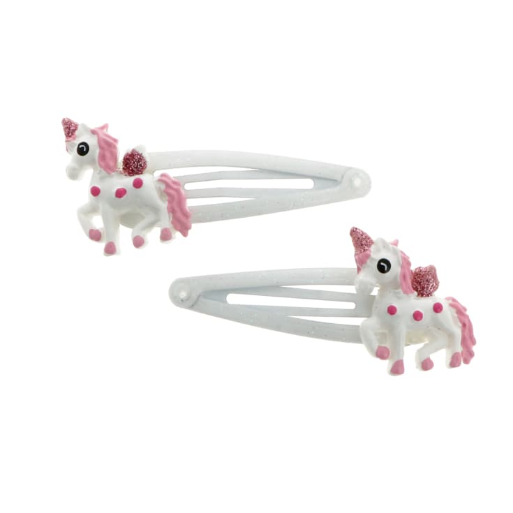 set 2 clips cabello infantil unicornios