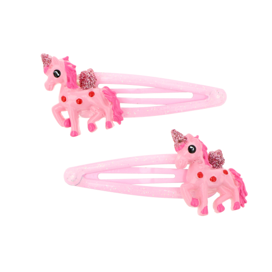 set 2 clips cabello infantil unicornios