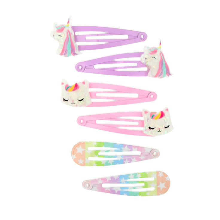 set 6 clips cabello infantil unicornios