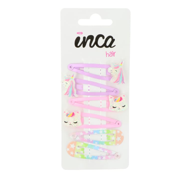 set 6 clips cabello infantil unicornios