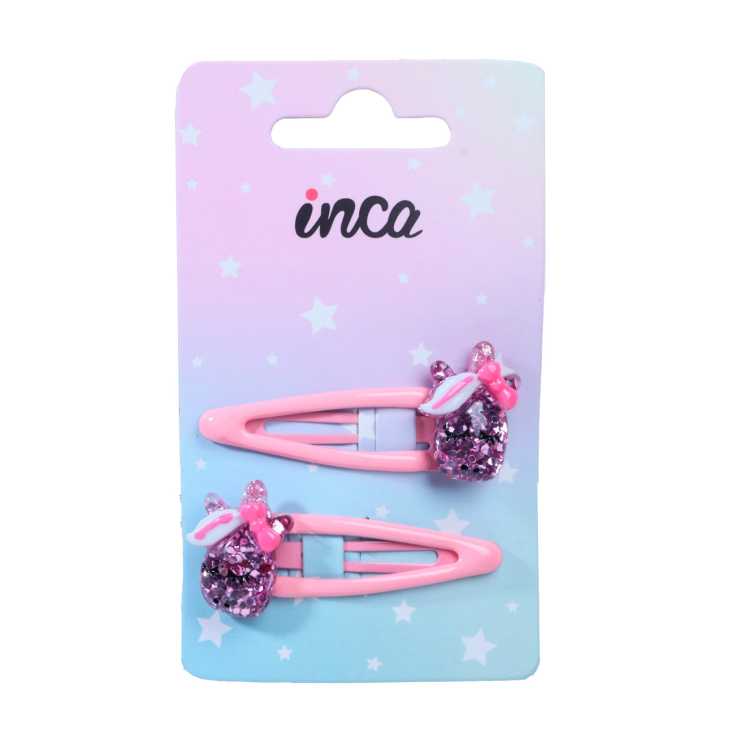 pack 2 clips para el pelo cabecita unicornio infantil