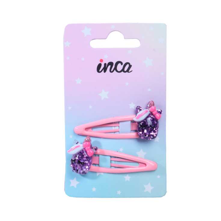 pack 2 clips para el pelo cabecita unicornio infantil