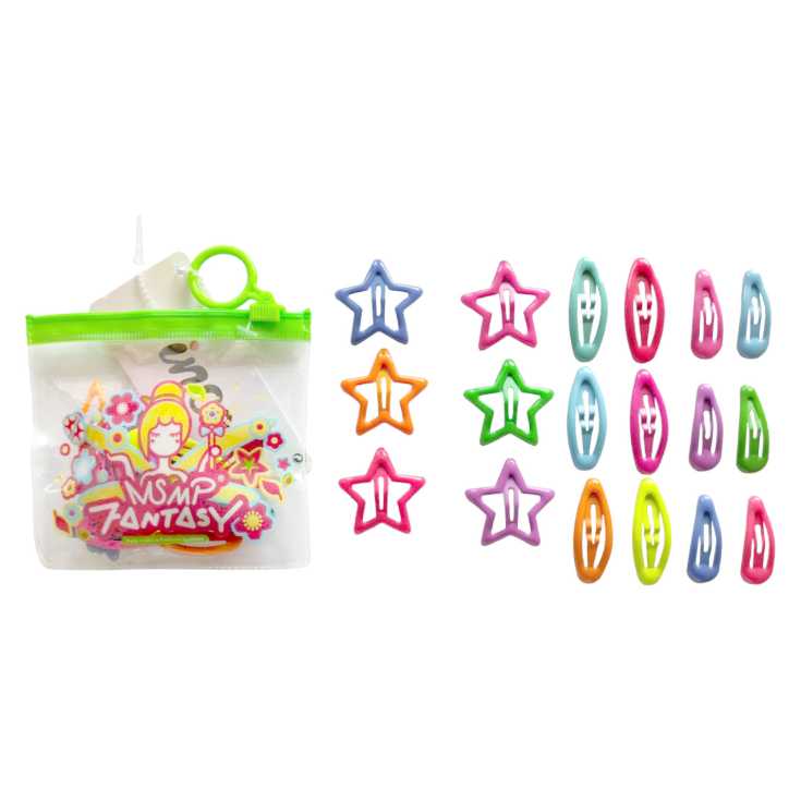 set clips colores para el pelo infantil en bolsa 18 unidades