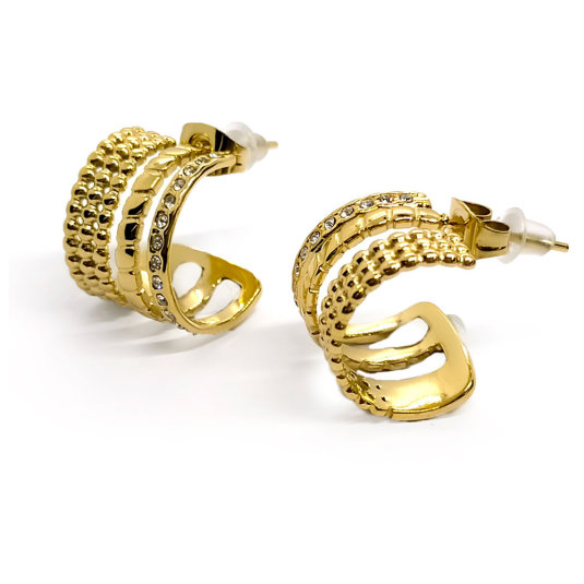 pendientes dorados pequeños aros triple 1 par