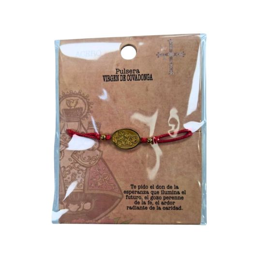 pulsera hilo encerado con virgen de covadonga