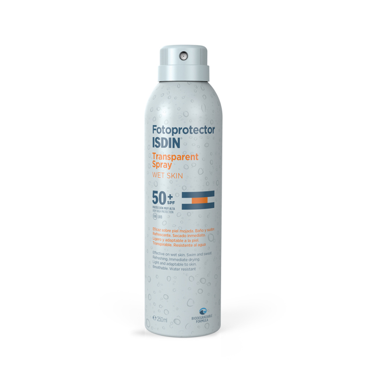 isdin fotoportector spray transparente corporal wet skin spf50+ 250ml isdin fotoportector spray transparente corporal wet skin spf50+ 250ml