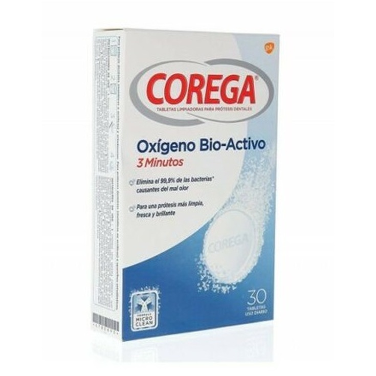 corega tabletas efervescentes limpiadoras oxigeno bio activo 30 unidades