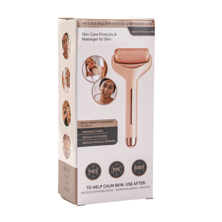 masajeador facial y corporal ice roller pink