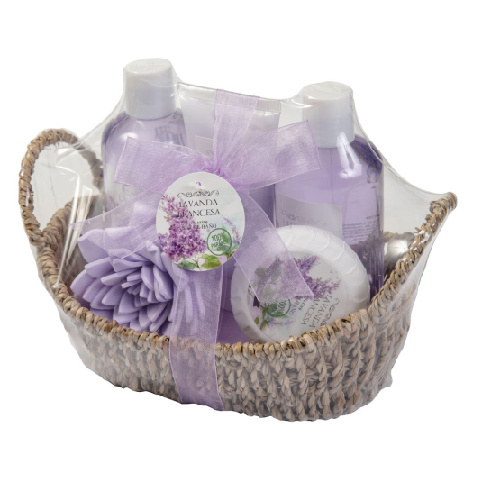 lavanda francesa cesta de abño 5 piezas