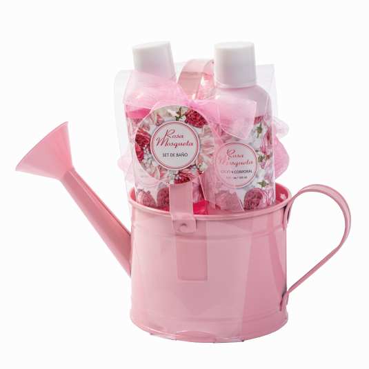 cesta de baño regadera rosa mosqueta 3 piezas