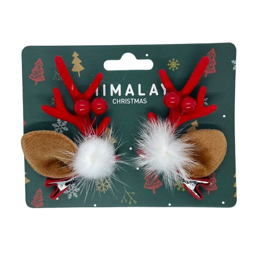 pinzas de pelo de reno con pompon