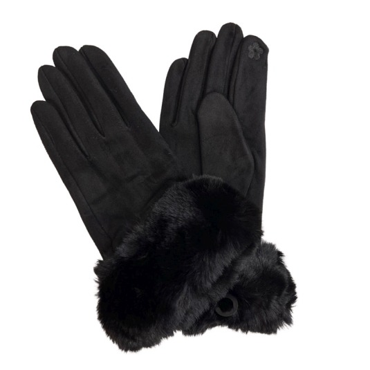 guantes mujer tipo ante pelo sintetico color negro