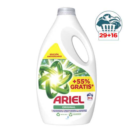 ariel original detergente liquido 29 + 16 dosis