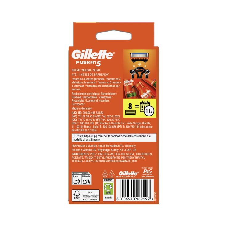 gillette fusion 5 cuchillas 7+1 recambios