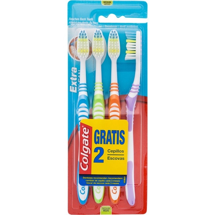 colgate cepillo dental extra-clean pack 4ud colgate cepillo dental extra-clean pack 4ud