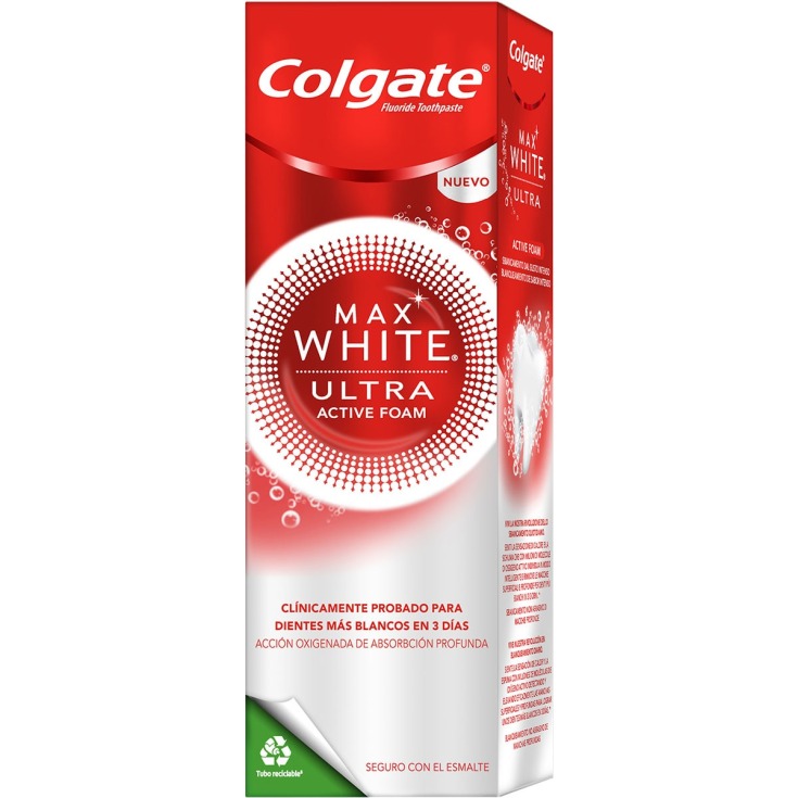 colgate max white ultra active foam pasta de dientes blanqueador 50ml