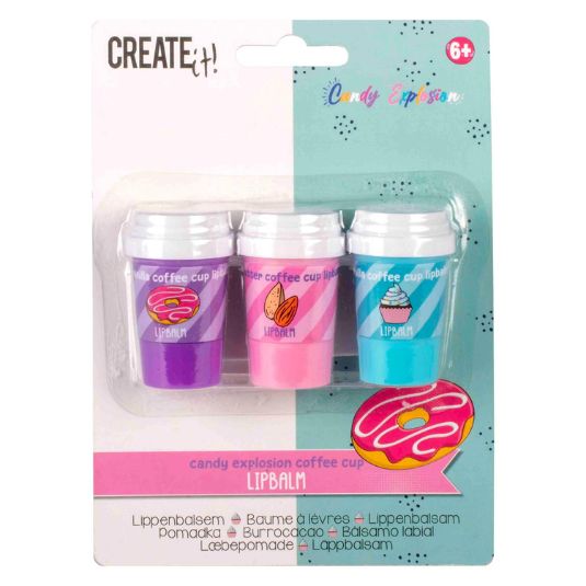 create it! candy lip balm 3x coffeecups