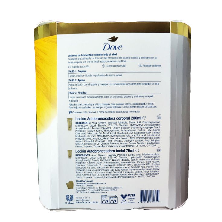 pack dove autobronceador glow summer