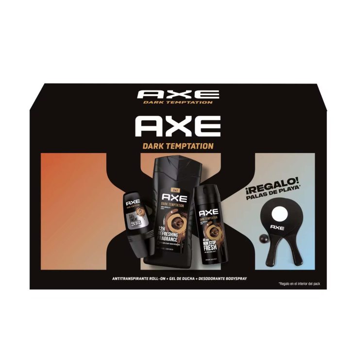 axe dark temptation estuche 3piezas + palas