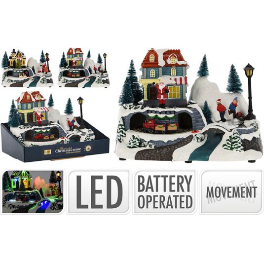 escena iluminada navideña 17cm