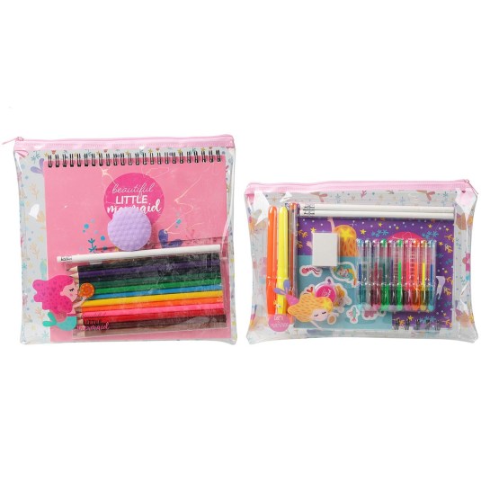 set papeleria infantil neceser little mermaid