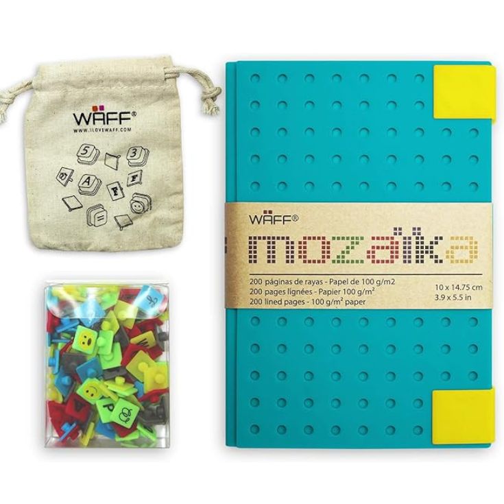 libreta waff pins mediana turquesa