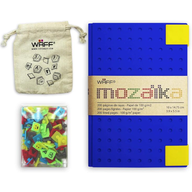 libreta waff pins mozaika mediana azul