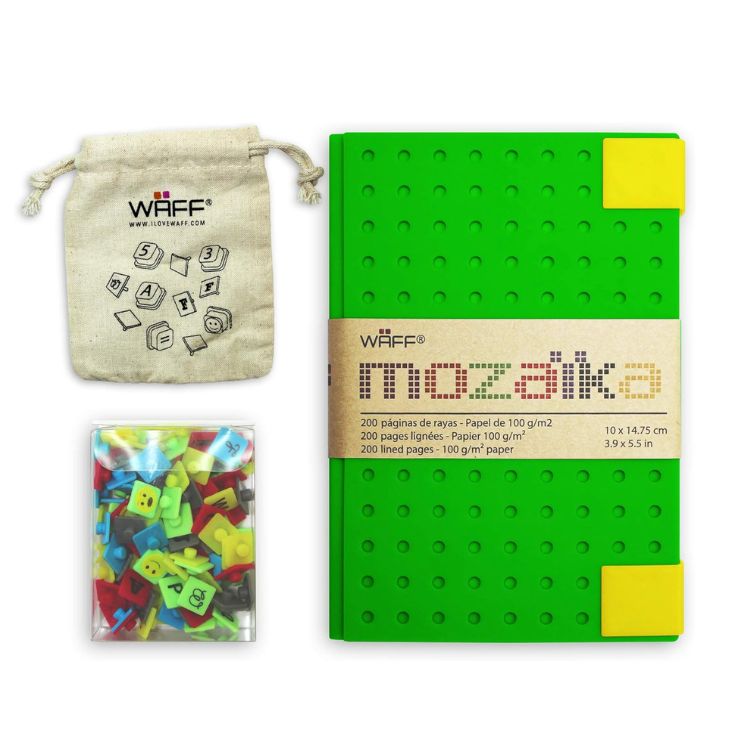 libreta waff pins mozaika mediana verde