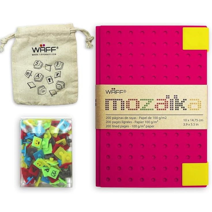 libreta waff pins mediana fucsia