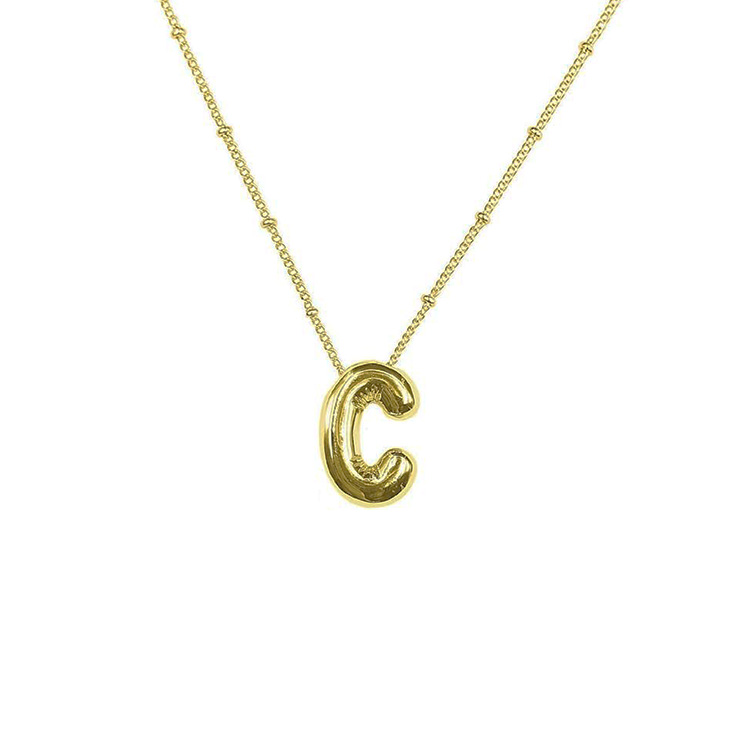 collar inicial efecto globo letra c dorado collar inicial efecto globo letra c dorado