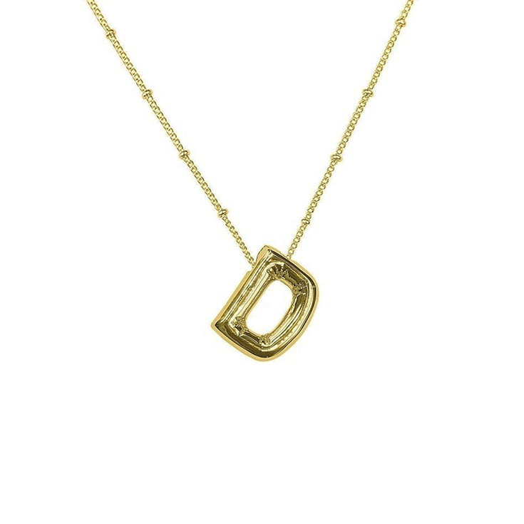 collar inicial efecto globo letra d dorado collar inicial efecto globo letra d dorado