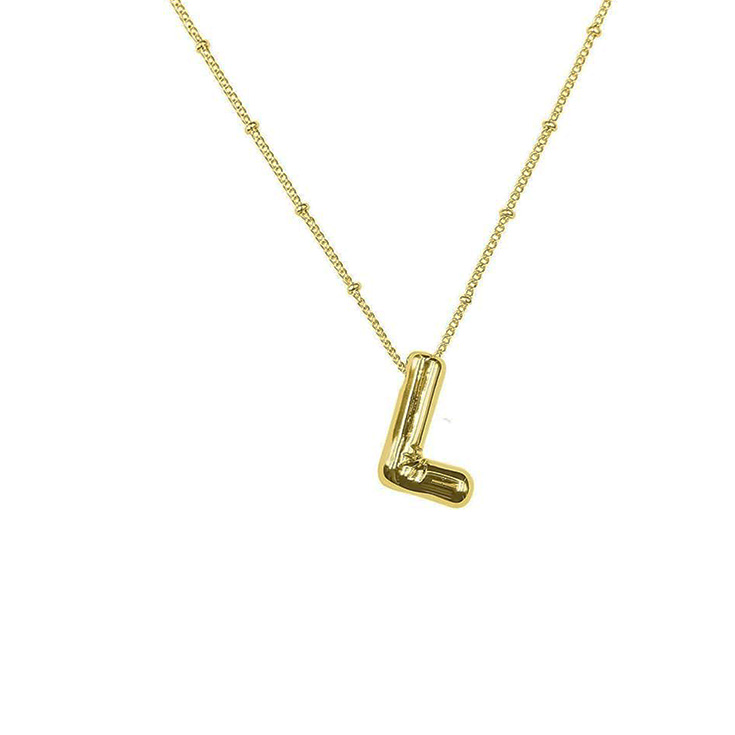 collar inicial efecto globo letra l dorado collar inicial efecto globo letra l dorado