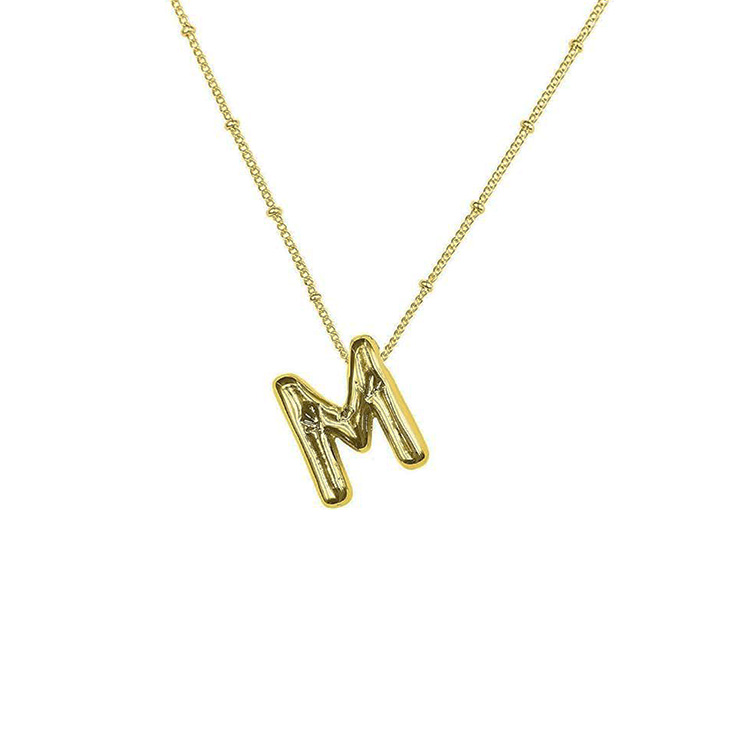 collar inicial efecto globo letra m dorado collar inicial efecto globo letra m dorado