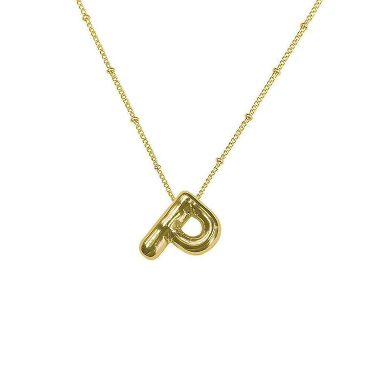 collar inicial efecto globo letra p dorado collar inicial efecto globo letra p dorado
