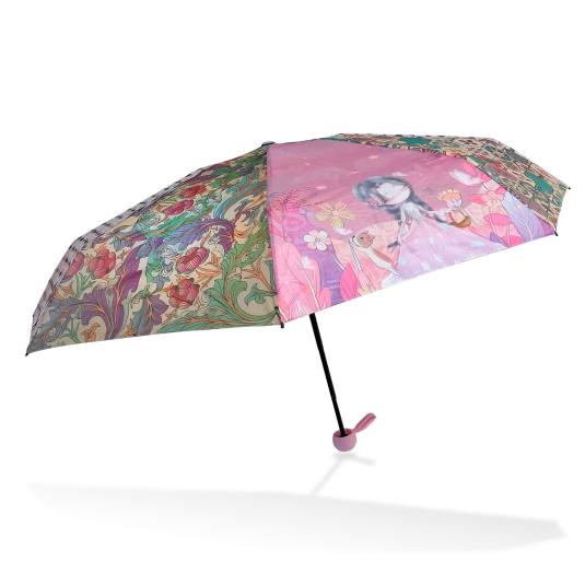 sweet & candy girl in a flowery paraguas plegable mini con funda