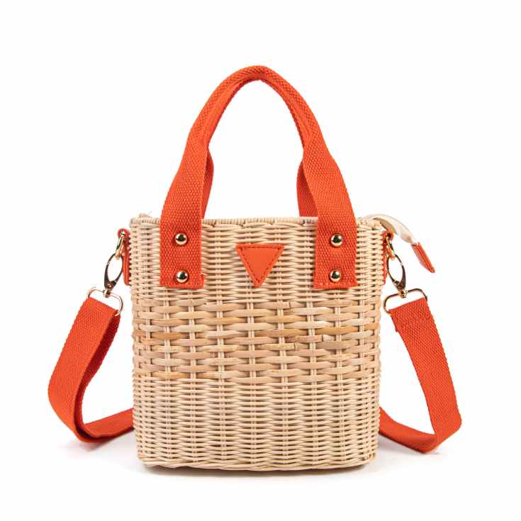 bolso de mimbre cuadrado asa bandolera surtido