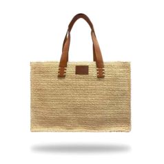 javier larrainzar rafia cuadrado dos asas beige