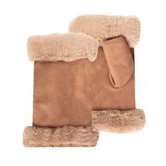 isotoner guantes mitones imitacion piel con pelo camel