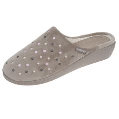 isotoner zaparillas mules gris con topos mujer