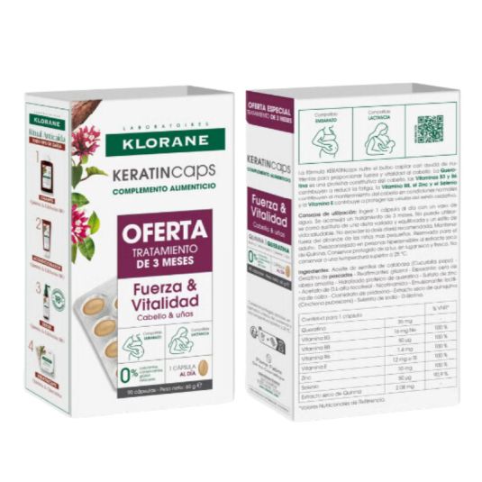 klorane keratincaps fuerza & vitalidad cabello y uña 90 capsulas