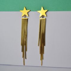 pendientes estrella dorados con caida de cascada