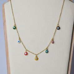 collar dorado ojos de colores
